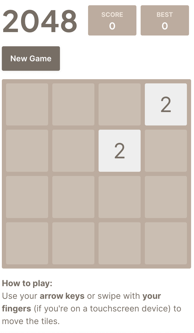 2048 Game Board